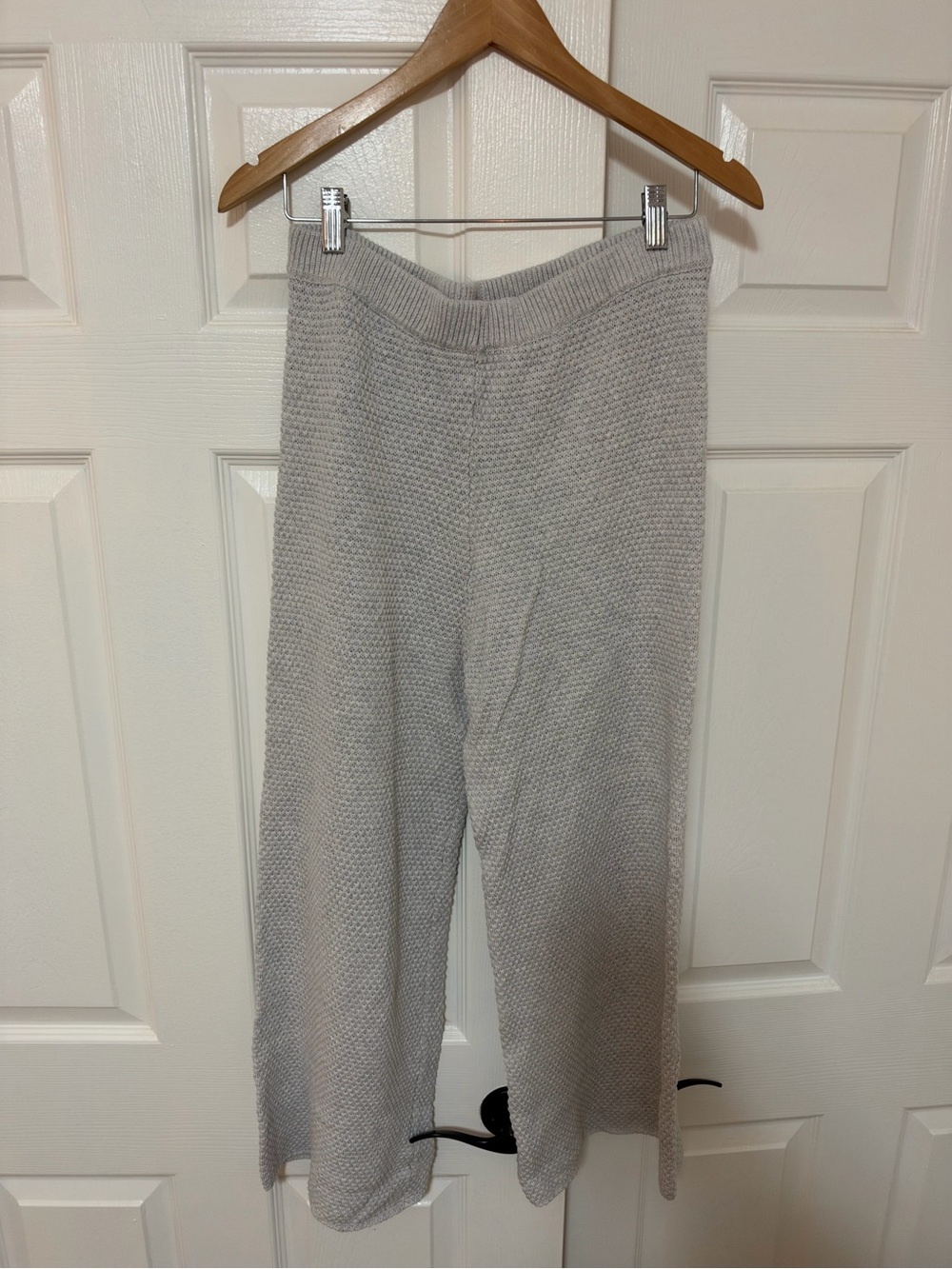 Free People Beach Knit Wide-Leg Lounge Pants in Light Gray - Size Small - Picture 2 of 5